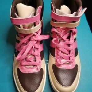 Pro Keds High Top Leather Sneakers Women's 8.5 Brown/Pink